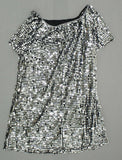 Xhilaration Women's Short Sleeve Off The Shoulder Sequin Dress Silver