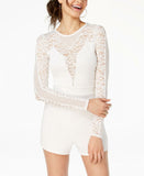 Material Girl Women's Dramatic Illusion Lace Romper