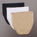 Rhonda Shear Plus Size 3 Pack Ahh Seamless Brief With Lace Overlay