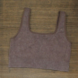 Unbranded Womens Stretch Ribbed Unlined Sports Bra Bralette Brown