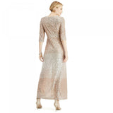 R&M Richards Women's Wrap V-Neck Sequin Dress Gown