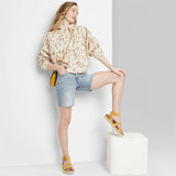 Wild Fable Women's High-Rise Longline Distressed Jean Shorts
