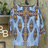 Belle by Kim Gravel Women's Boho Tie-Front Blouse With Tassel