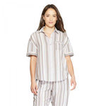 Stars Above Women's Striped Simply Cool Short Sleeve Button-Up Pajama Shirt
