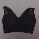 Rhonda Shear Striped Mesh Leisure Bra With Removable Pads Black Plus 1X