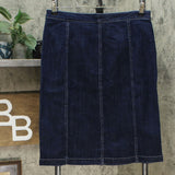 LOGO by Lori Goldstein Women's Button Front Denim Skirt Twilight Blue 10