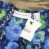 NWT Susan Graver Printed Crinkle Chiffon Peasant Tunic With Knit Tank. A351016 S
