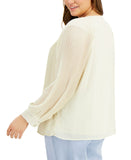 Alfani Plus Size Raglan Sleeve Pleated Blouse