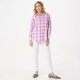 NWT Joan Rivers Plus Size Plaid Shirt With Fringe Hem. A347332-Plus 1X