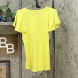 DG2 by Diane Gilman Women's Flutter-Sleeve T-Shirt Chartreuse Small