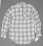 A New Day Women's Plaid Any Day Button Up Shirt Grey / White Small