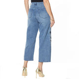 DG2 by Diane Gilman Women's Plus Size Embroidered Cropped Wide Leg Jeans