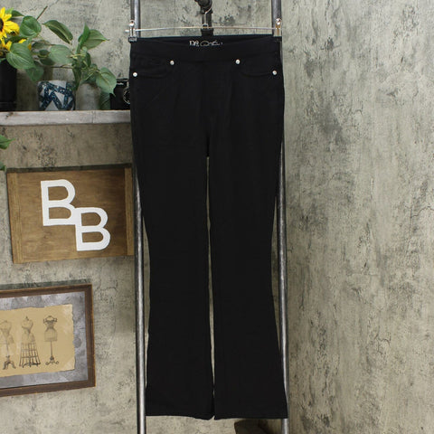DG2 by Diane Gilman Pull On Stretch Ponte Boot Cut Pants Black Petite XS