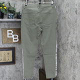 DG2 by Diane Gilman Virtual Stretch Metallic Side Stripe Skinny Jeans Olive 14T