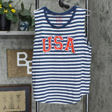 Modern Lux Women's USA Blue Striped Graphic Tank Top 79472319 Blue / White XXL