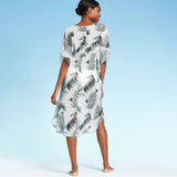 Kona Sol Women's Botanical Print Midi Length Kaftan Cover Up