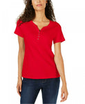 Karen Scott Women's Short Sleeve Henley Top Shirt. 100028125MS