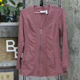 Denim & Co. Active French Terry Zip Front Fit & Flare Jacket Rose XXS