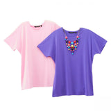 IMAN Women's 2 Pack City Chic T-Shirts With Necklace