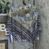One World Women's Knit Top With Woven Embellished Overlay Charming Art Medium