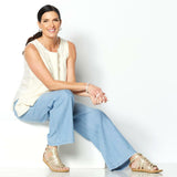 DG2 by Diane Gilman Women's SoftCell Denim Wide Leg Pants
