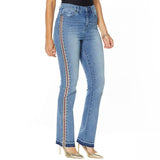 DG2 by Diane Gilman Women's Side Embroidered Studded Boot Cut Jeans