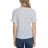 Cece Women's Toile Print Ruffle-Sleeve Button Front Blouse