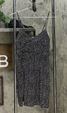 Xhilaration Women's Polka Dot Sleeveless Ruched Front Dress Black / White Small