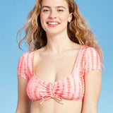 Xhilaration Women's Cinched Cap Sleeve Crop Bikini Swim Top
