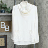 LOGO by Lori Goldstein French Terry Knit Top Cream White Small