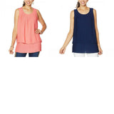 DG2 by Diane Gilman Front Pleated Mixed Media Easy Tank Top