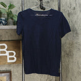 DG2 by Diane Gilman By Diane Gilman Women's Mesh Insert T-Shirt Navy Blue Small