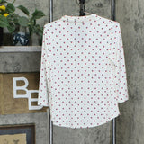 NWT Charter Club Petite 3/4-Sleeve Dual-Colored Heart Blouse. 100115442PT PM