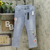 DG2 by Diane Gilman Women's Classic Stretch Embroidered Straight Leg Jeans