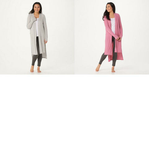 Cuddl Duds Softwear Women's Ribbed Knit Duster With Side Slits