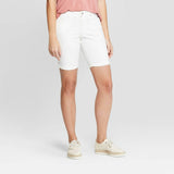 Universal Thread Women's High Rise Double Cuff Bermuda Jean Shorts White 0