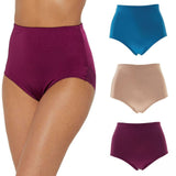 Rhonda Shear Women's 3 Pack Smooth Pinup Brief Panties With Lace Trim