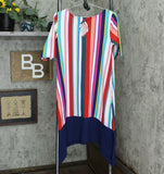 Cuddl Duds Petite Flexwear Elbow-Sleeve Rainbow Hem Dress Multi Stripe PM