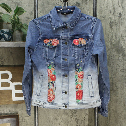 DG2 by Diane Gilman Gilman Women's Embroidered Signature Jean Jacket Midtone XS