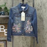 LaBellum by Hillary Scott Women's Embroidered Button Front Denim Jacket