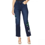 DG2 by Diane Gilman Women's Classic Stretch Embroidered Straight Leg Jeans