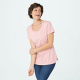Isaac Mizrahi Live! Essentials Women's Pima Cotton Scoop Neck T-Shirt Blush XL