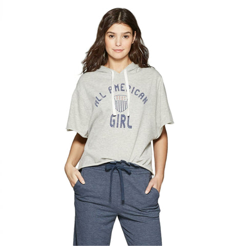 Colsie Women's All American Girl Short Sleeve Hooded Sleep Sweatshirt