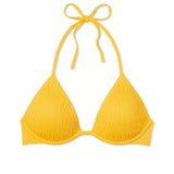 Shade & Shore Women's Push Up Smocked Triangle Bikini Top