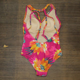 Kona Sol Womens Strappy Back One Piece Swimsuit 1640dc87c204db Pink Floral M