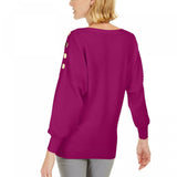 JM Collection Women's Textured Knit Button Accents Dolman Sleeve Sweater
