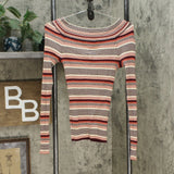 Freshman Women's Junior Fit Striped V-Neck Ribbed Sweater