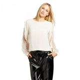 Who What Wear Women's Long Sleeve Lace Inset Blouse