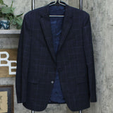 Calvin Klein Men's X-Fit Extra-Slim Stretch Wool Suit Jacket Navy Blue 42R