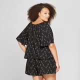 Ava & Viv Women's Plus Size Printed Soft Woven Short Sleeve Blouse Top